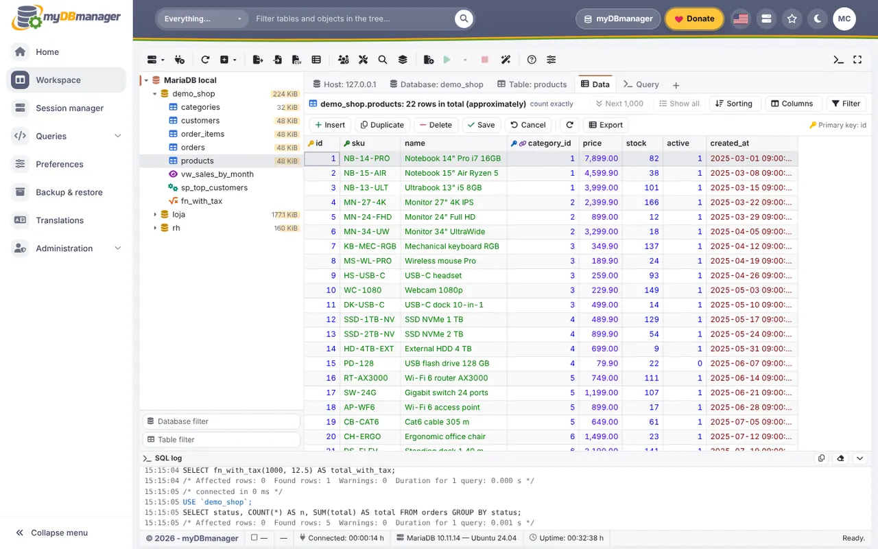 myDBmanager — Data