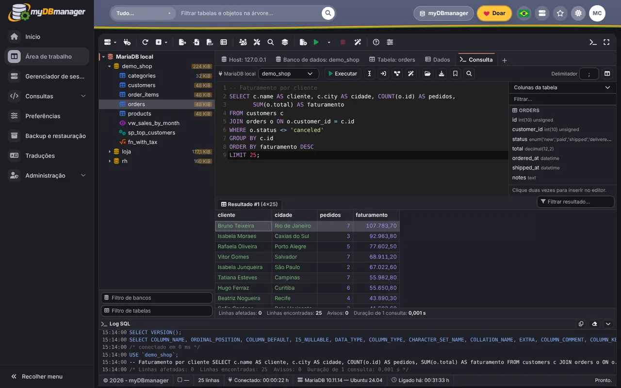 myDBmanager — Modo escuro