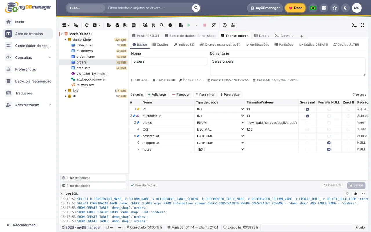 myDBmanager — Editor de tabela